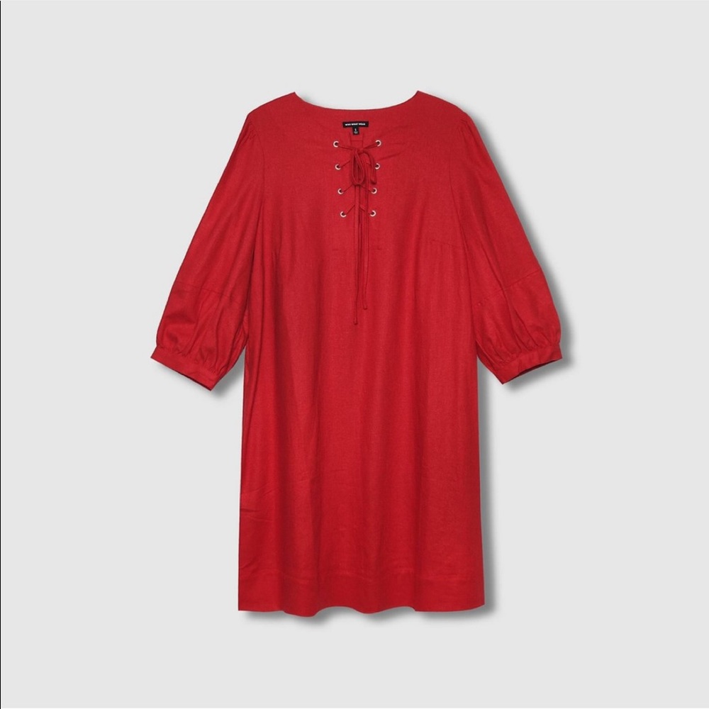 Who What Wear 3/4 Sleeve Lace-Up Dress - Picture 4 of 7